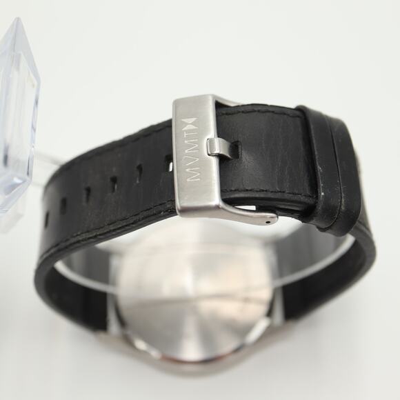 MVMT Classic Mens Dress Watch 45mm Date Dial Black Leather w New Battery - Picture 11 of 14